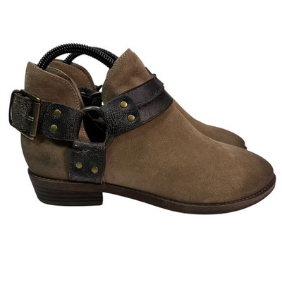 Free People Belle Harness Boots Womens 7 Taupe Fawn Suede Ankle Western NIB