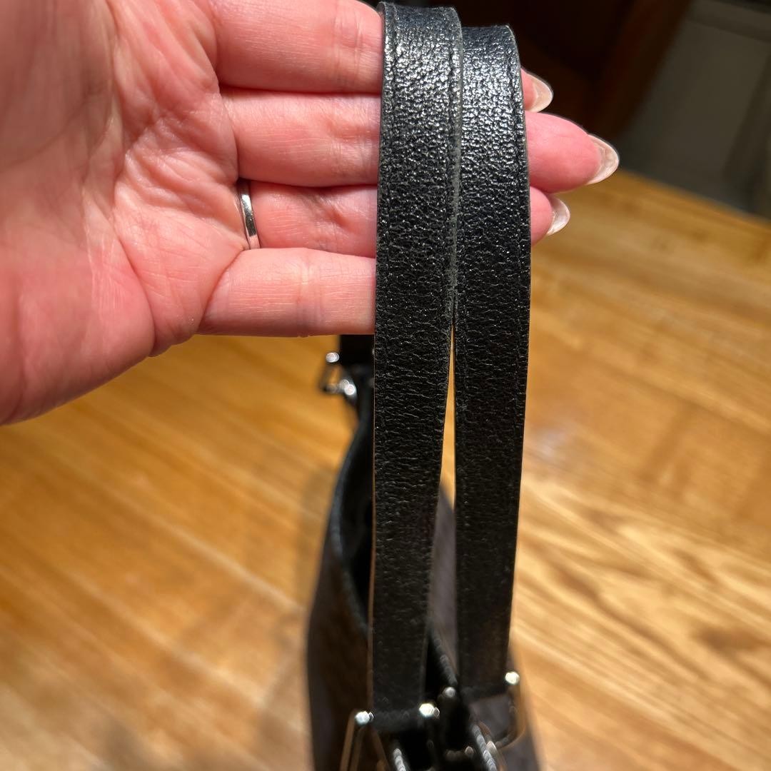 GUCCI Canvas Tote Bag Women Black Silver Hardware Durable Authentic thumbnail 10