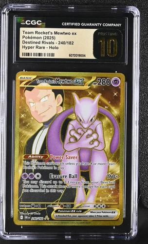 2025 Pokemon DestinedRivals Team Rocket's Mewtwo ex HoloHyperRare CGC 10 240/182