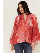 Johnny Was Cosmo Nana Reversible Silk Kimono Jacket Boho Multi NWT S 370