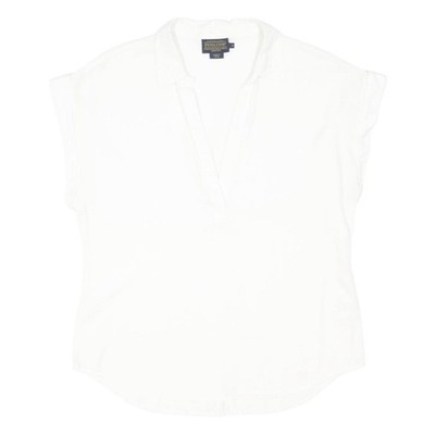 PENDLETON Damen Weißes Baumwoll Ärmelloses Basic Top V-Ausschnitt Größe S