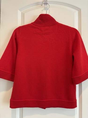Ardi K Designer Red Cardigan Sweater 3/4 Sleeves Women’s Small - Picture 4 of 4