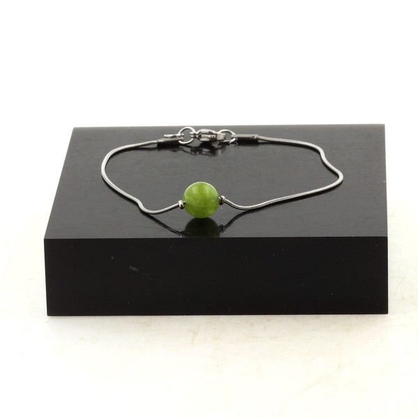 Mineralien Und Edelsteine. Armband Aus Edelstahl 1 Perle Peridot 8-image