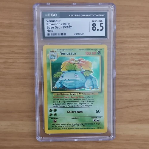 Venusaur Base Set Holo Rare CGC 8.5 Pokémon TCG Card 1999 15/102