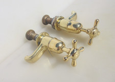 Antique Brass Taps Sink Basin Caps Vintage Old Faucet
