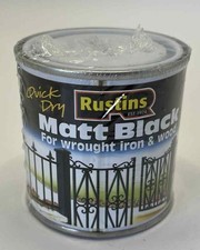 Paint Metal Wood Interior & Exterior MDF Hardboard Rustins 250ml Black Matt