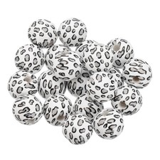 20PCS Wooden Beads, 16mm Leopard Print Wood Beads Loose Spacer Beads, Gray