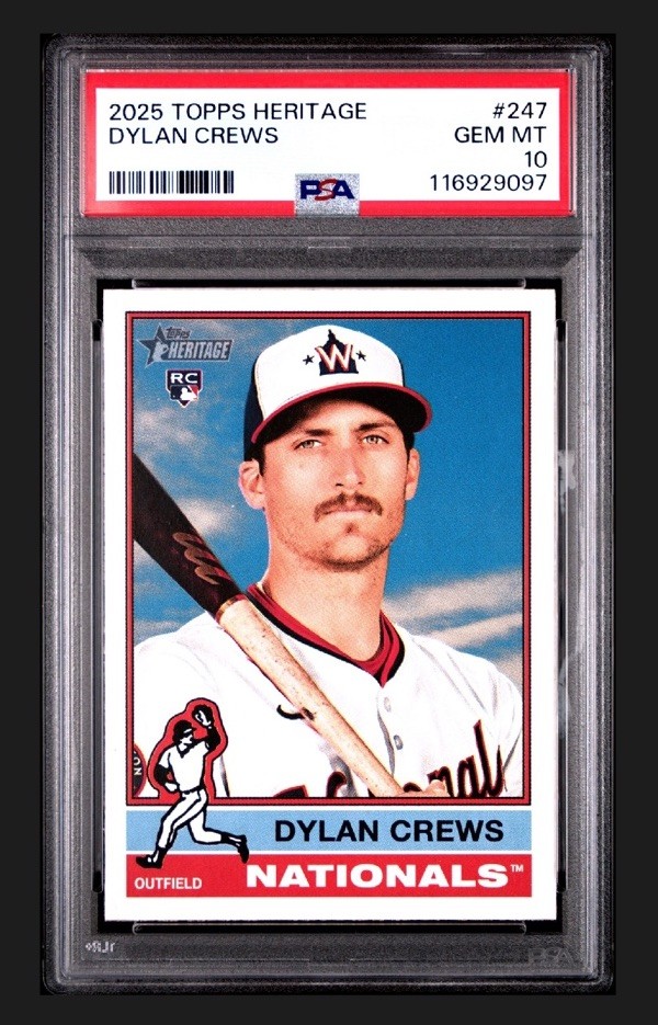 2025 TOPPS HERITAGE #247 DYLAN CREWS ROOKIE RC PSA 10