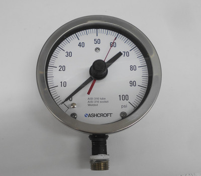 Ashcroft E620563 Industrial Pressure Gauge With Duratemp Pointer, 0-100 PSI