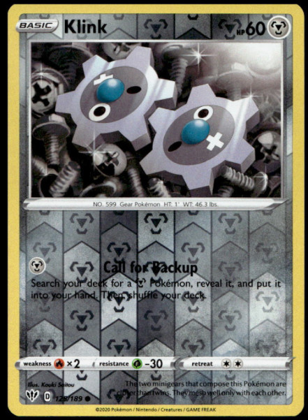 Pokemon - 125/189 - Klink - Reverse Holo - Darkness Ablaze - NM/M