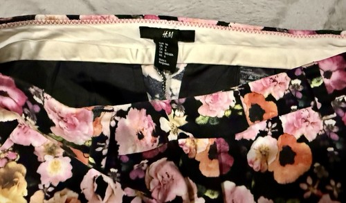 H&M Women Floral Print Cropped Pants Ankle Pockets Size 6 Cotton - Picture 3 of 6