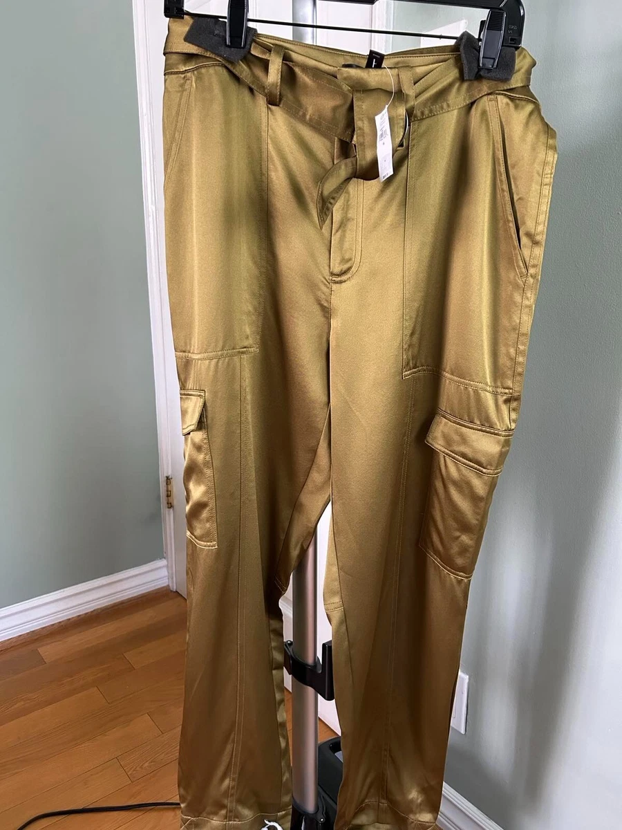 Banana Republic Women's Allure Silk Cargo Pants Dark Olive Green , Size 10