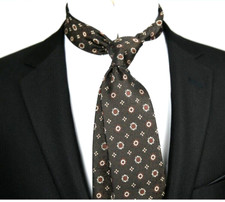 New Classic Polka Dot Brown White JACQUARD WOVEN 100 Silk Men's Necktie Tie