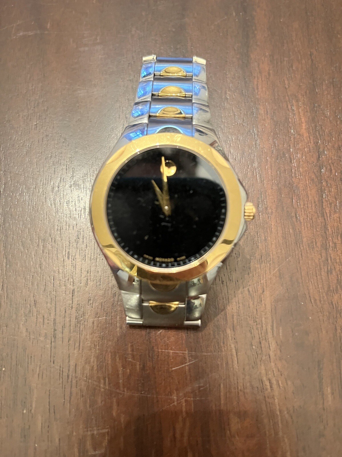 Movado Luno Sport Black Dial Twotone Men's Dress Watch Model 81 G1