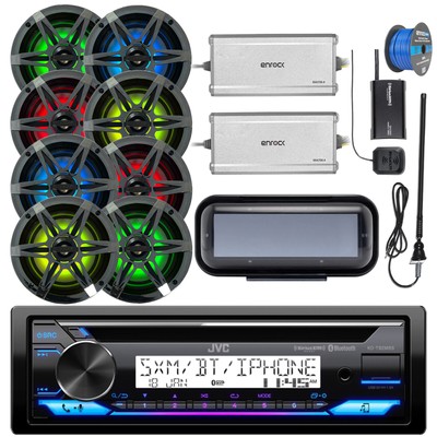 JVC CD Radio, Cover, 8x 6.5'' LED Speaker,Grilles,Wire, 2x Amp, XM Tuner, Antenna