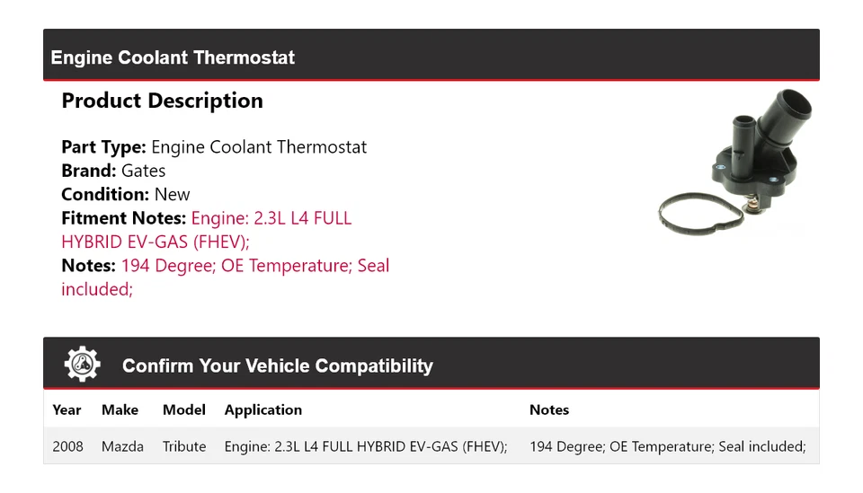 Puertas termostato refrigerante motor Mazda Tribute 2008 Foto 2 de 4
