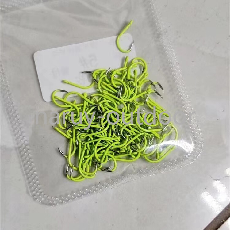 100PCS Fluorescent Fishing Hooks Barbed Single Circle Hook Hight Carbon Steel 