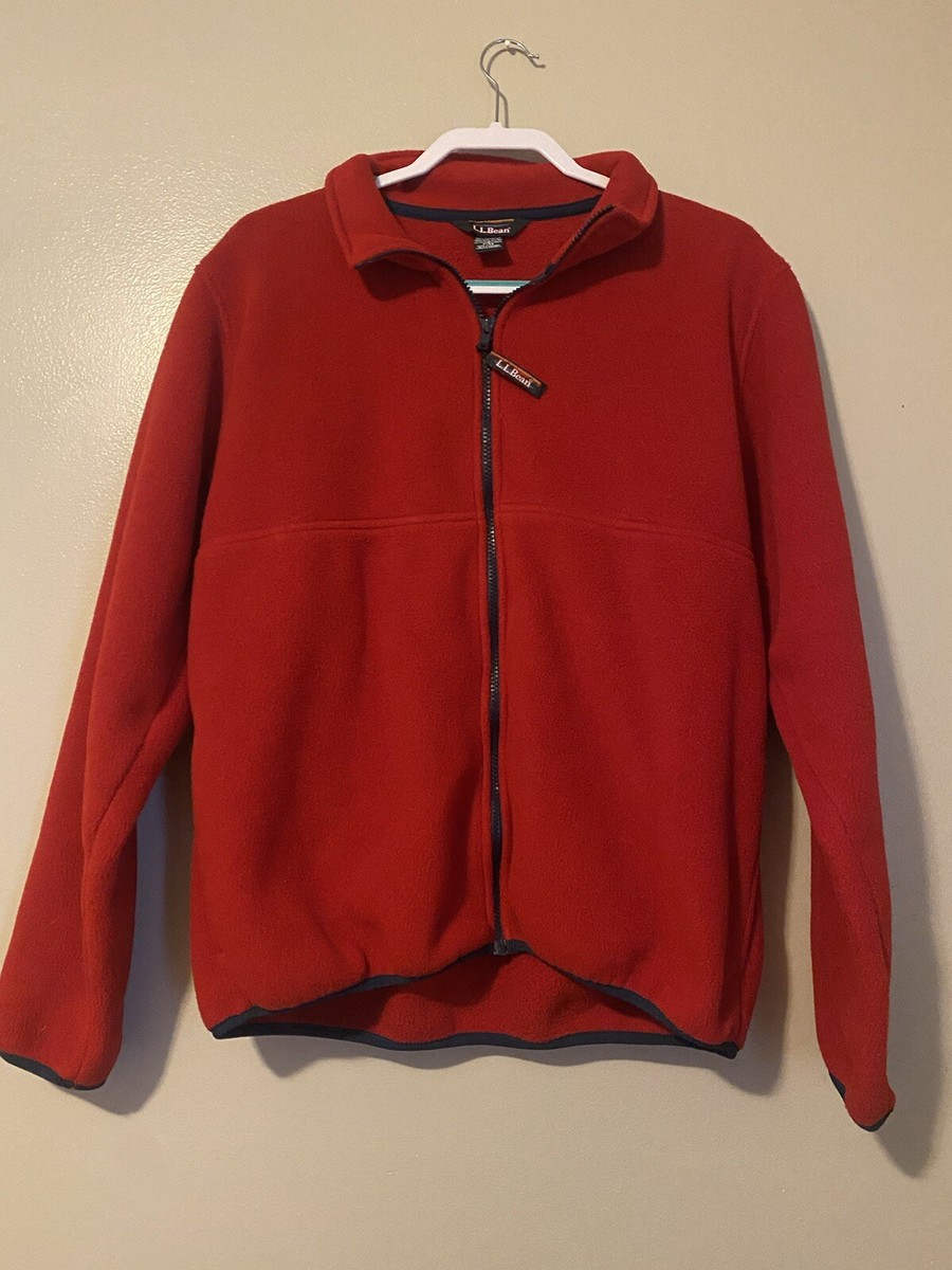 Bean Mens Zip Up Fleece Jacket Medium Regular Fit Red