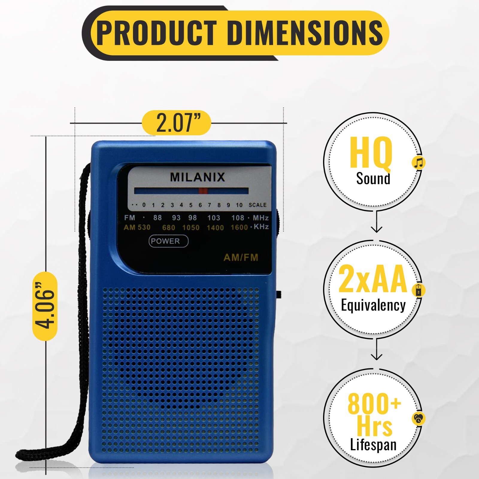 Portable AM/FM Radio w/LED Tuning Indicator, Digital Speaker, Weather