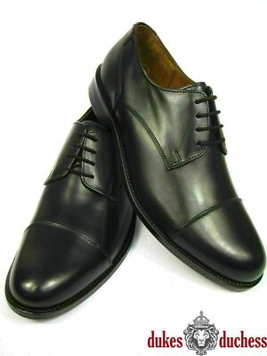 Manz Herren Leder Business Schuh Derby Kappe Cap Toe 142090 schwarz G-Weite