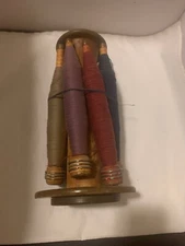 Vintage Antique Wood Textile Mill Industrial Yarn Thread Spool Spindle Bobbin