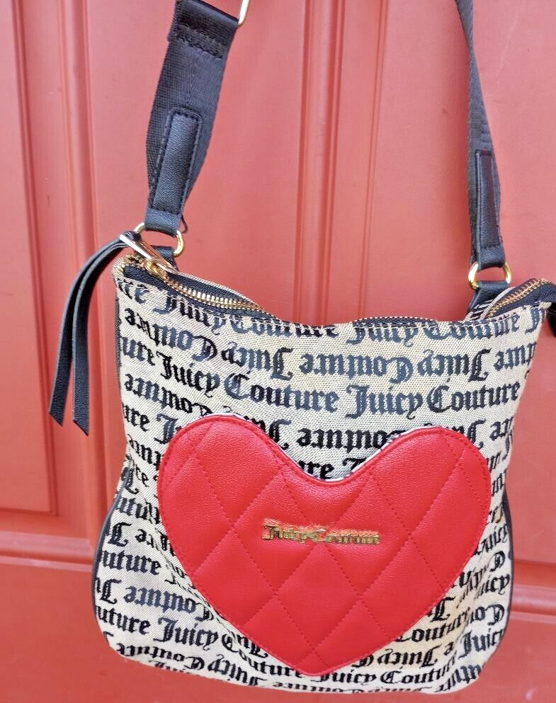 Juicy Couture Crossbody Handbag Purse Red Heart Love Never