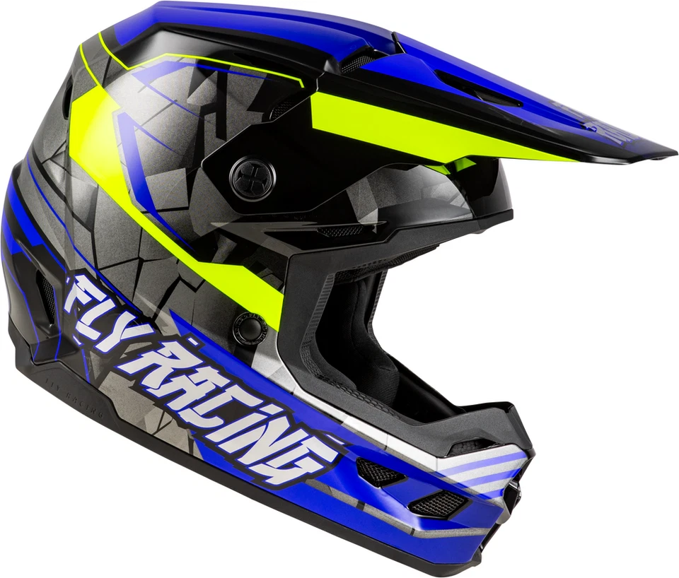 Fly Racing Youth Kinetic Scorched Helmet, Size Youth Medium, Blue/Grey/Hi-Vis - Image 2 of 4