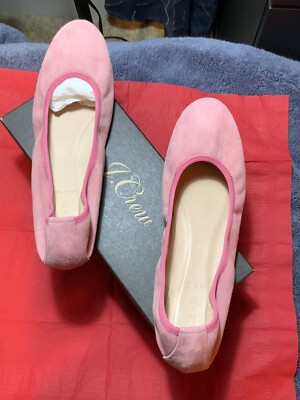 J.CREW  NWB  SZ.9  LEA BALLET FLATS IN SUEDE, FRESH PEONY  MADE IN ITALY