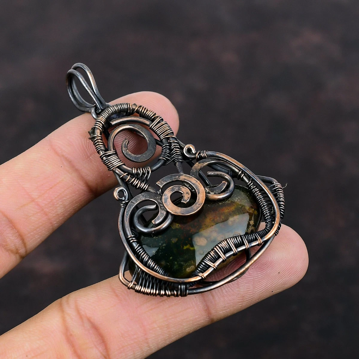 Women s Day Gift Bloodstone Jewelry Copper Mom Gift Wire Wrapped