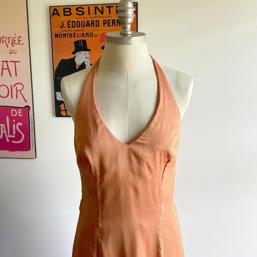 VTG Y2K Prom Dress Maxi Gown Corset 90S Grunge Orange sz 10 Fairy - Picture 8 of 8