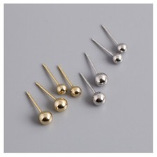 4/5mm Women Real s925 Sterling Silver Beaded Ball Earring Stud Allergy Free