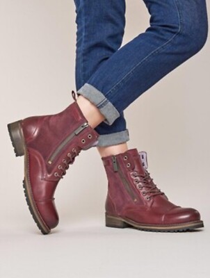 MOSHULU BURGUNDY Bardsey Ankle Biker Boots 40