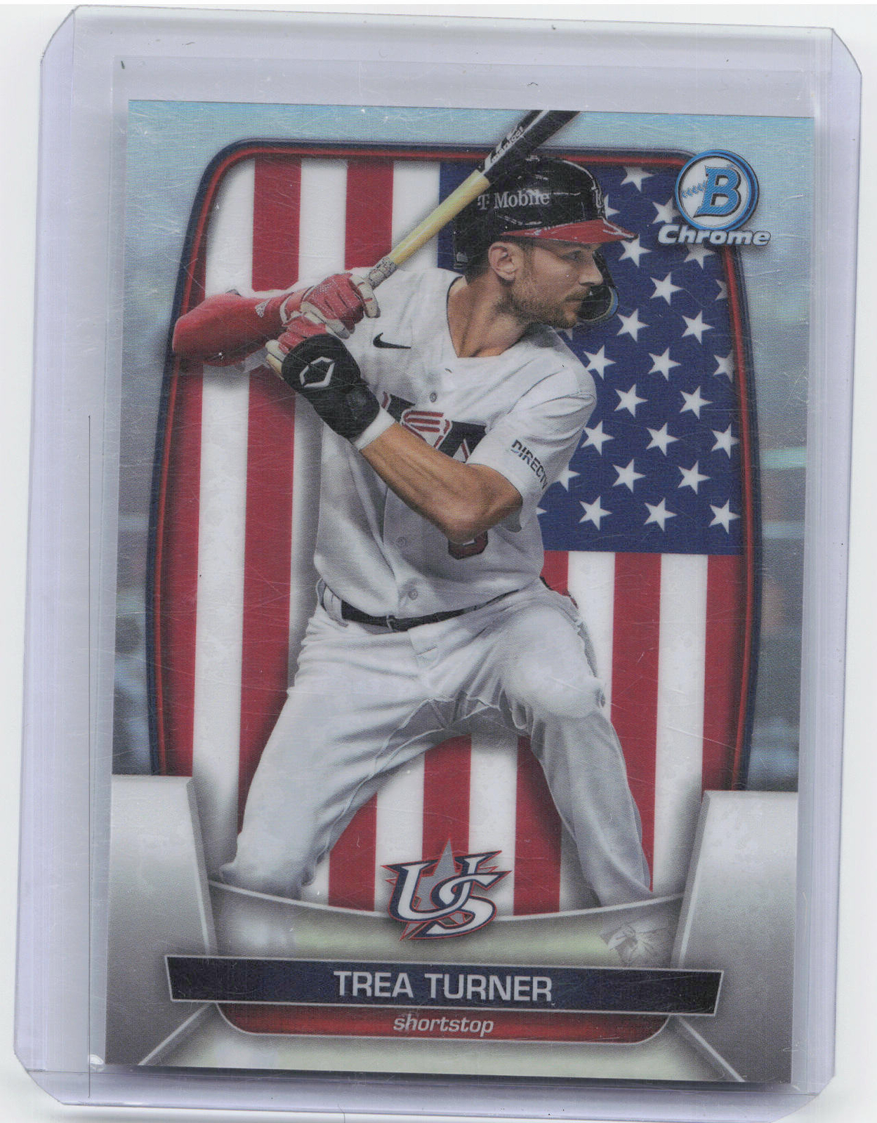 2023 Bowman Chrome #WBC-84 Trea Turner WBC Flag Refractor Variations #/499
