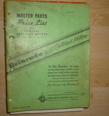 master parts price list for evinrude outboard motors 1957! Rarität