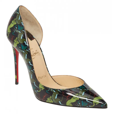 Christian Louboutin Iriza 100 Black Green Patent Jungle Sandal