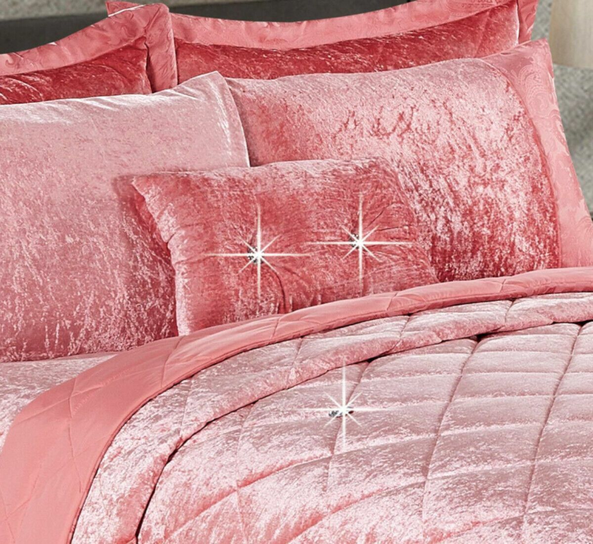 Luxury 3 Pcs Quilted Velvet Bedspread Comforter Throw Bedding Set