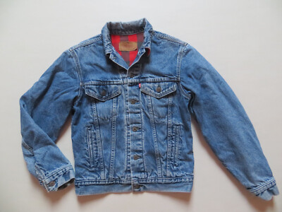 Levi's Jacke Jeansjacke XS mit Rot Kariertem Karo Stoff Futter