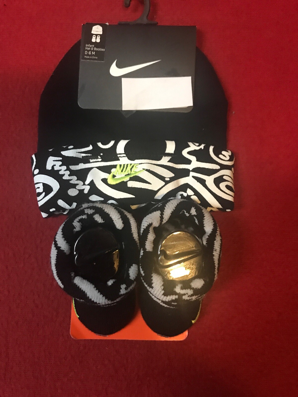 Nike Air Jordan Crib Booties Socks Beanie Hat Set Newborn Baby Boy Girl