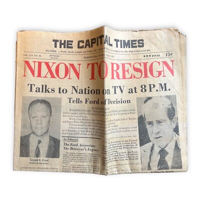 The Capital Times - ''NIXON TO RESIGN'' (Aug. 8 1974)