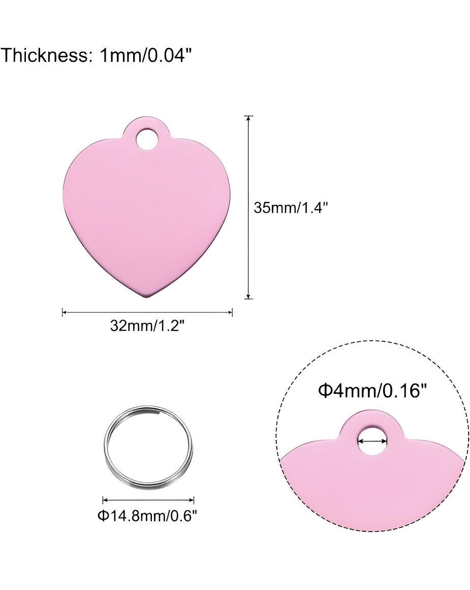 Targhette Personalizzate Cani Gatti, Targhette Nome ID Animali Domestici Personalizzate, Targhette Cuore Alluminio foto 6