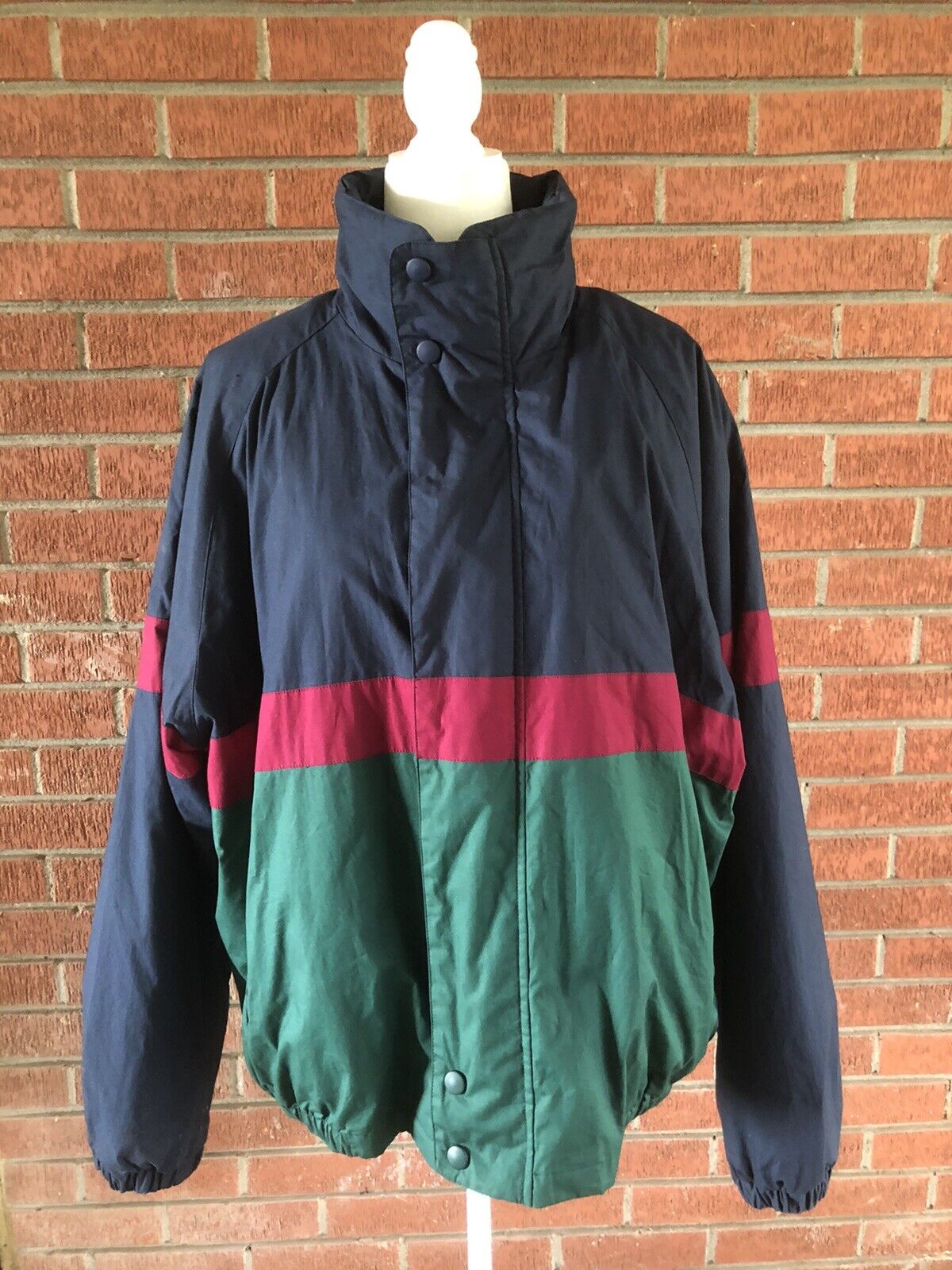 Outdoor Exchange XL Green, Red & Black Zip Up Retro Windbreaker Vintage  Jacket