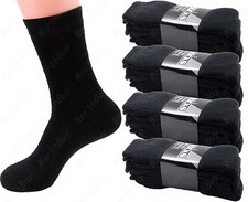 New 3 6 12 Pairs Mens Sports Athletic Crew Socks Cotton Black Solid Work Boots