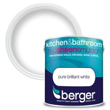 Berger Kitchen & Bathroom Midsheen Paint Walls Ceilings Wood Metal 2.5L - White