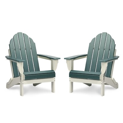 #ad Set of 2 Folding Adirondack Chair Outdoor HDPE Patio All Weather Fire Pit Chairs $155.99