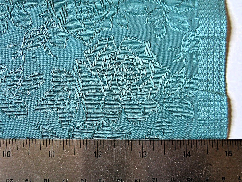 Vintage Green Silk Brocade Damask Roses ~2 Yards 31" Wide Remnant - Image 2 of 2