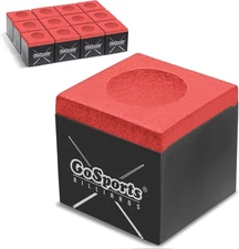 GoSports Premium Pool Cue Chalk Cube 12 Pack - Black, Blue, Red, 12 Pack, Red 