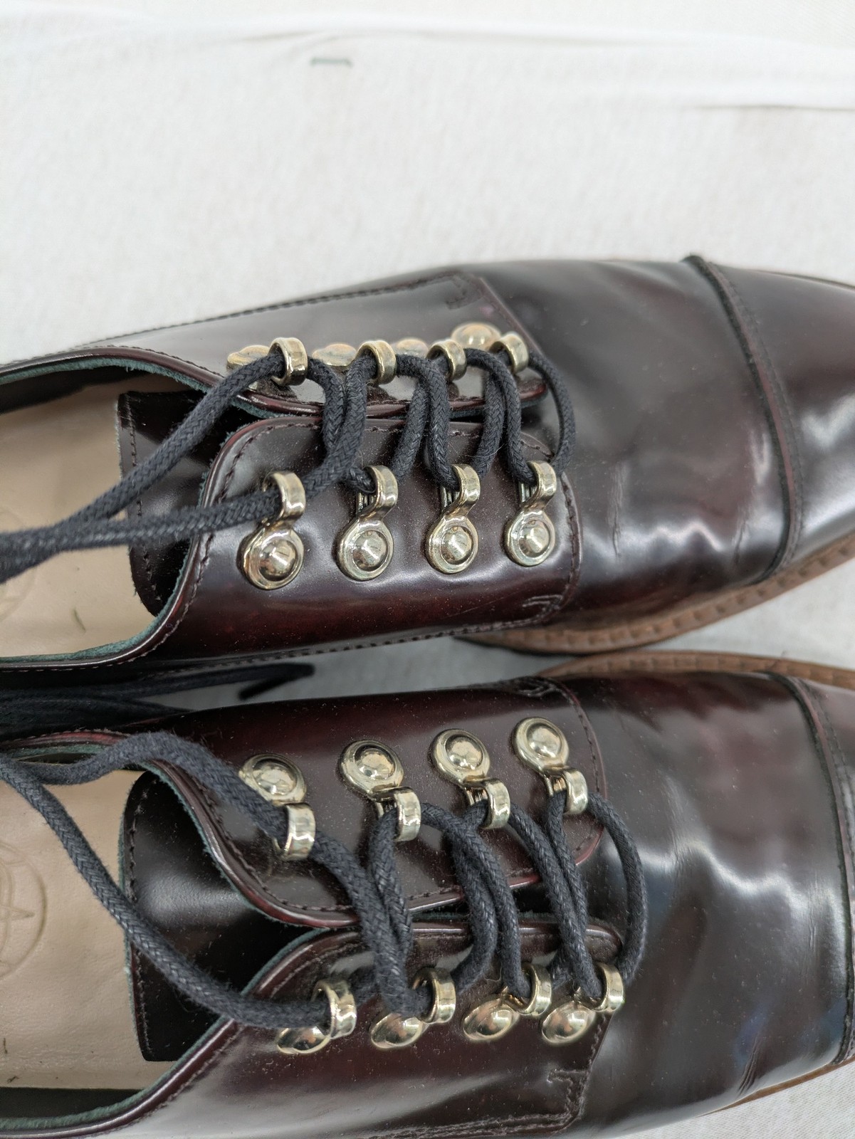 Massimo Dutti Damen Schnürschuhe Halbschuhe Gr 38 Bordeauxrot Leder Cap Toe image 10