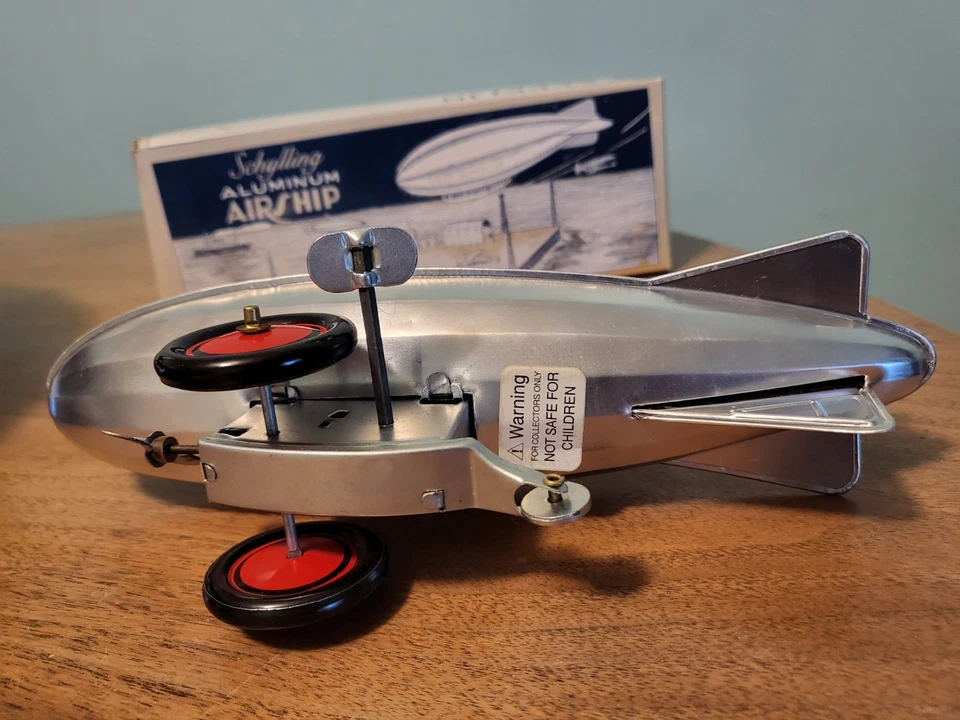 Aluminum AirShip, Graf Zepplin Schylling Wind-up Original Box Works Great - Image 3 of 4