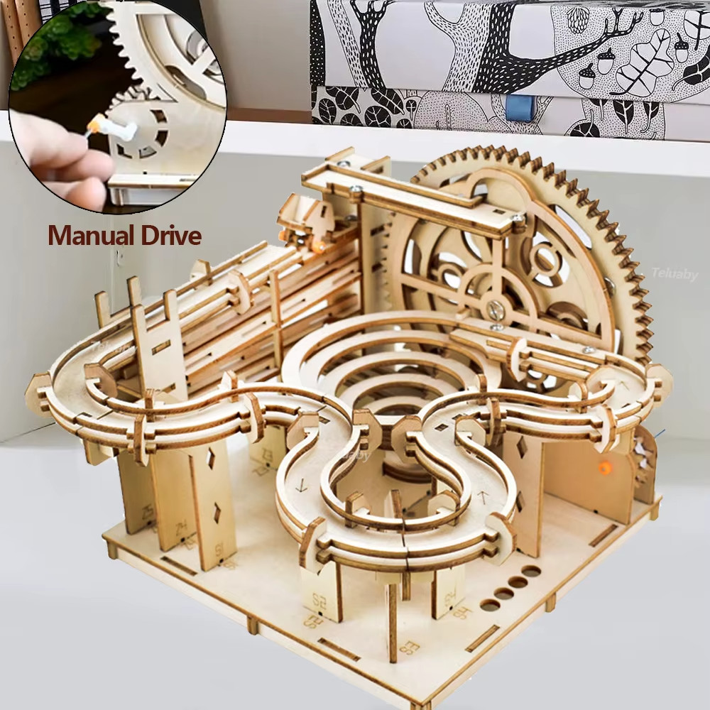 Puzzle 3D bois marble run kit de modélisme mécanique idée cadeau ado et adulte