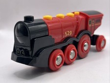 BRIO Wooden Railway Train MIGHTY RED ENGINE 529 Lights  Sounds EUC Thomas Tank 